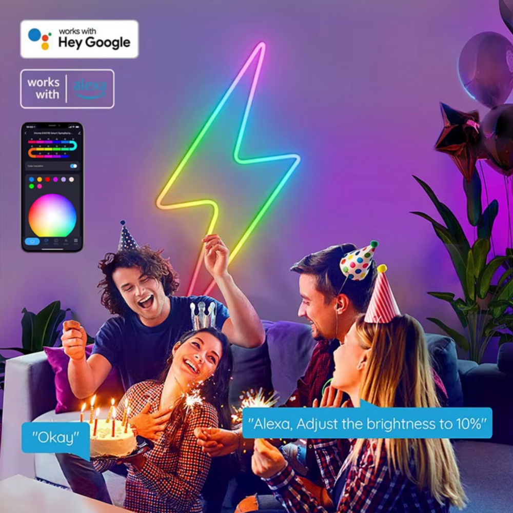 Visual Neon Strip – 5 meter RGBIC LED light with Tuya app and remote control