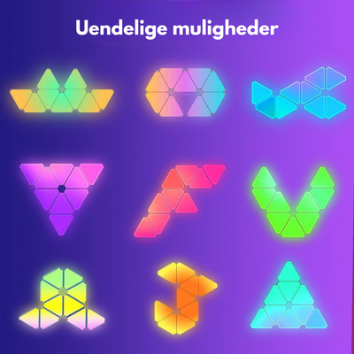 Visual TriLight – 8 pcs. LED RGB Triangle Wall Lamp, Smart App Control (Tuya)
