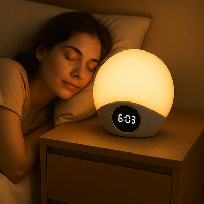 Visual Wake-Up Light - Light therapy alarm clock with white noise