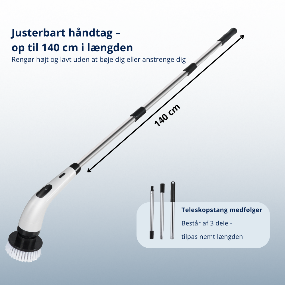 Cleano Brush – 8 in 1 cordless electric cleaning brush with 140 cm telescopic pole