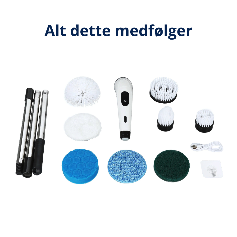 Cleano Brush – 8 in 1 cordless electric cleaning brush with 140 cm telescopic pole