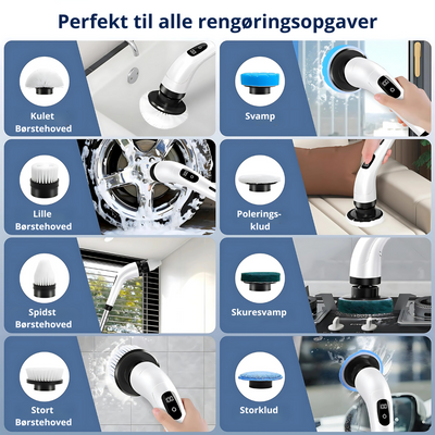 Cleano Brush – 8 in 1 cordless electric cleaning brush with 140 cm telescopic pole